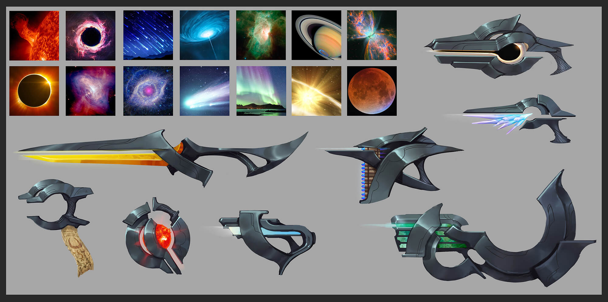 Algunos conceptos para las armas de Aphelios